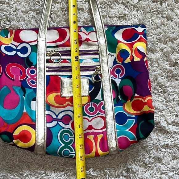 Coach Poppy Pop C Spotlight Tote Shoulder Bag Gold Multi Colored Bright - Picture 4 of 16